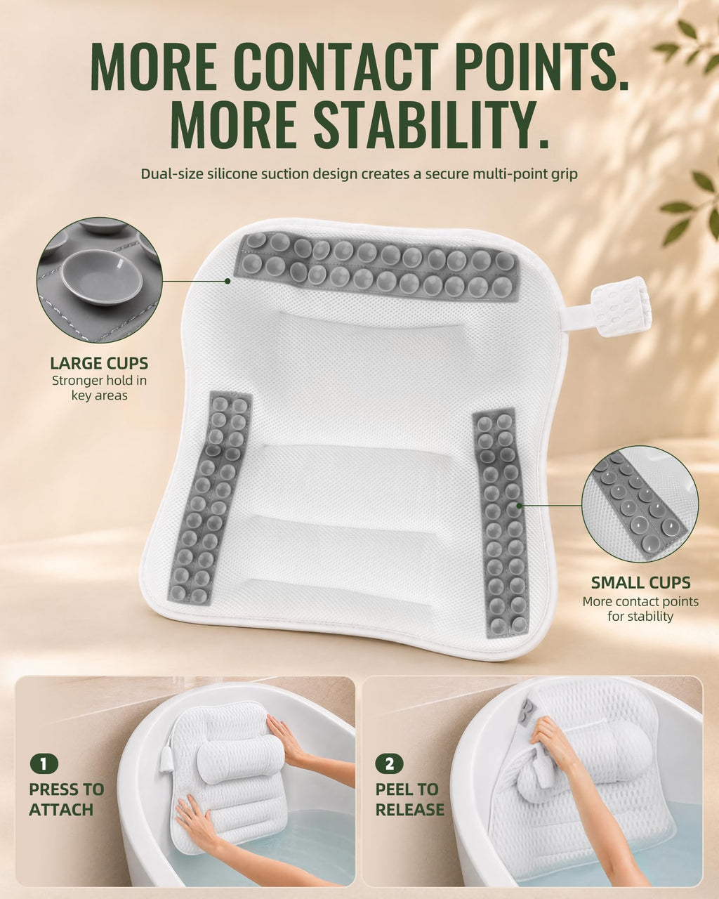 Bath Pillow for Tub, Bathtub Pillow for Head & Neck Support