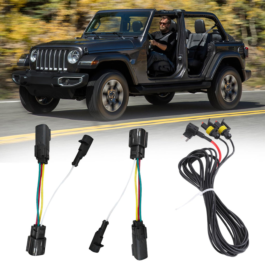 Headlight DRL Adapter Harness Kit Compatible with Jeep Wrangler JL 2018 2019 2020 2021 2022 Adapter W/DRL 4th Wire Harness [Plug N Play]