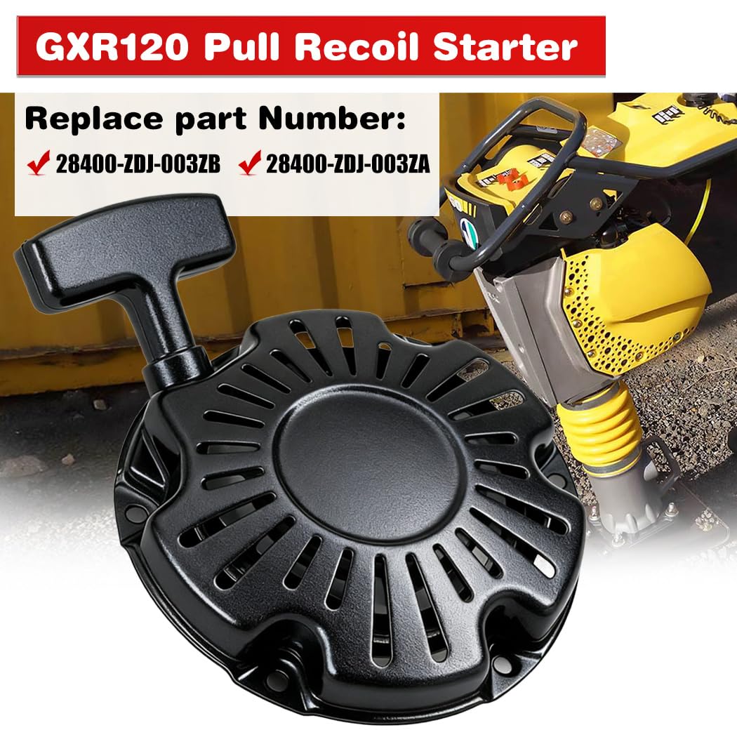 Pull Recoil Starter Assembly Compatible with Honda GXR120 GXR120RT Rammer Engine,for Wacker Neuson Rammer BS50-4As BS60-4As BS70-4As BS72-4As,Replaces 28400-ZDJ-003ZB, 28400-ZDJ-003ZA