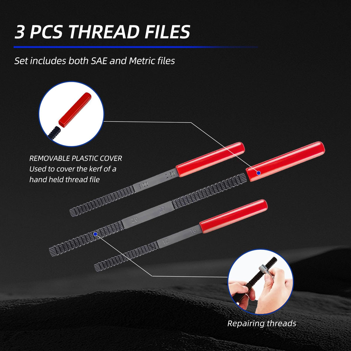 FICHFOYE 61Pcs Thread Restorer Tool, Heat-Treated Carbon Steel