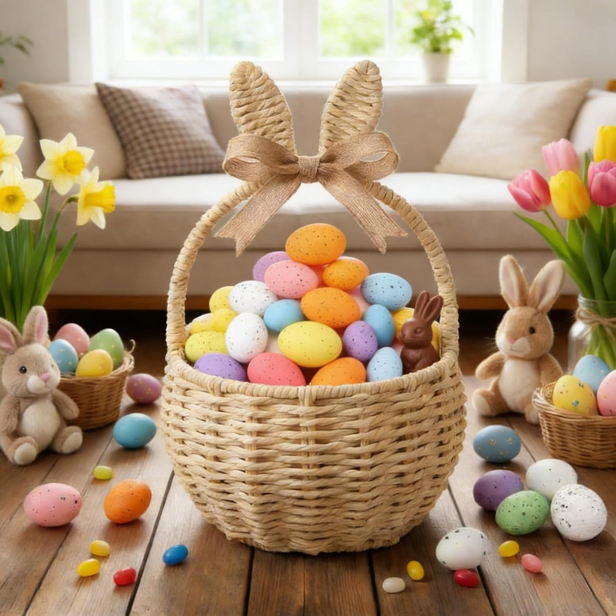 Pastel Speckled Easter Eggs Decor 24 PCS 3 Sizes 8 Colors,Foam Easter Eggs Decoration for Easter Basket Fillers Home