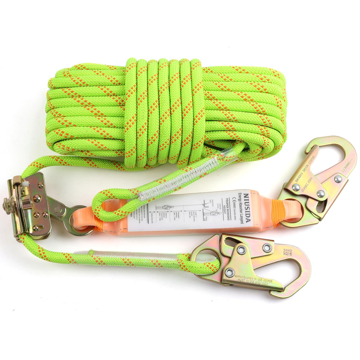 Rope Harness Safety Lanyard 25FT Fall Protection Vertical Roofing Rope