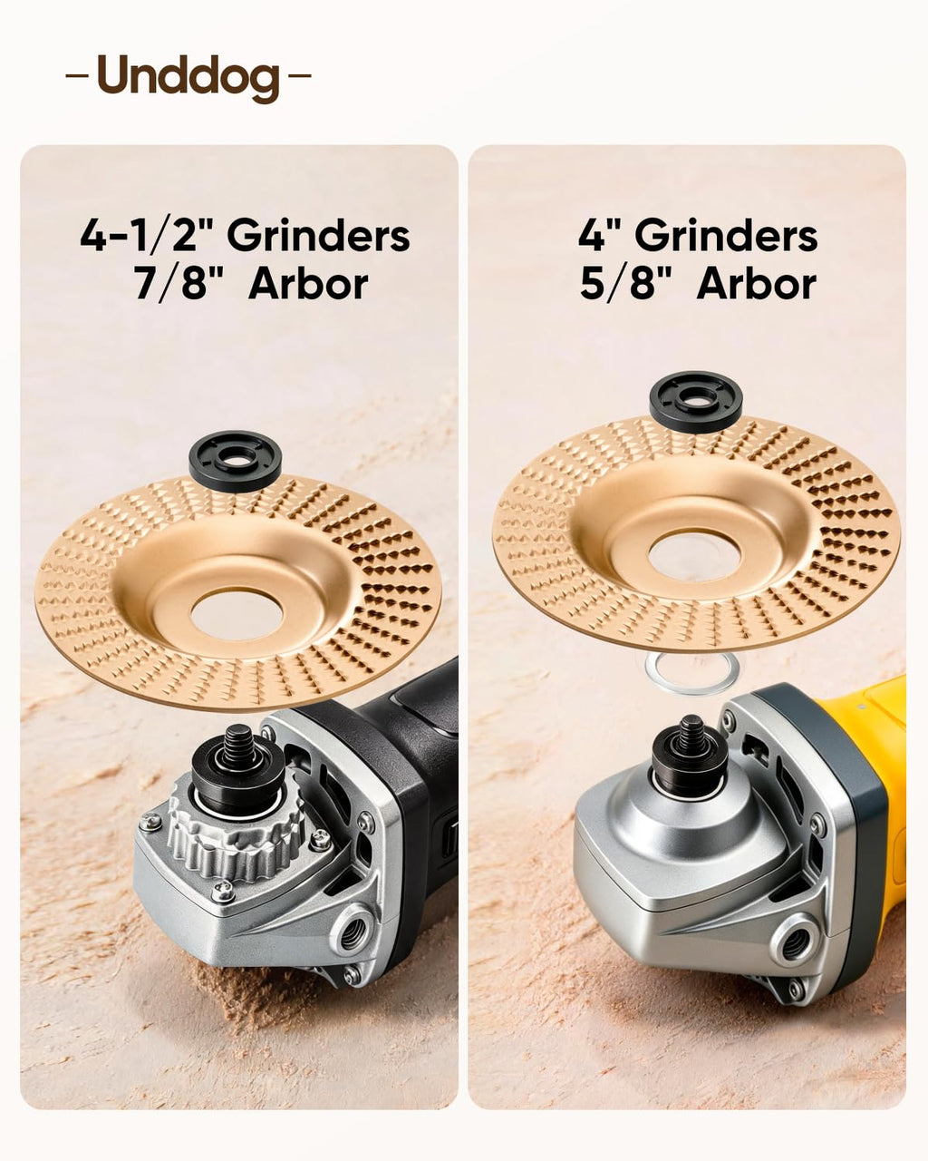 Unddog 3PCS Tungsten Carbide Wheel, Angle Grinder Wood Carving Disc (Flat)