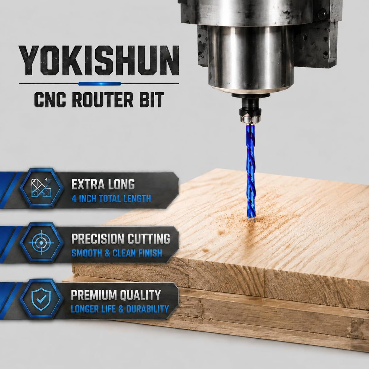 Extra Long Compression CNC Router Bit 1/4" Shank 2" Cutting Length End Mill