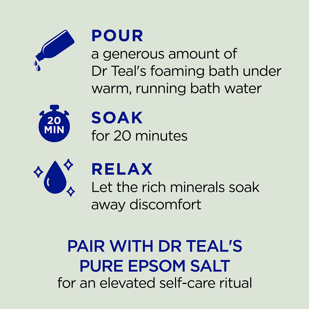 Foaming Bath with Pure Epsom Salt, Relax & Relief with Eucalyptus & Spearmint, 34 fl oz (Pack of 4)