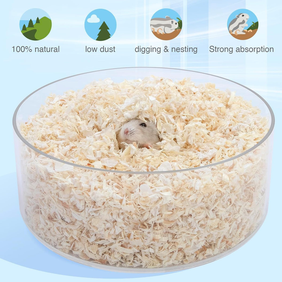Aspen Shaving Hamster Bedding: 65L Absorb Odors & No Dust