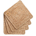 Jute Braided Placemats Set of 4 Reversible, 100% Jute, Nonslip 14x14 inch Square Farmhouse Vintage Jute Placemats for