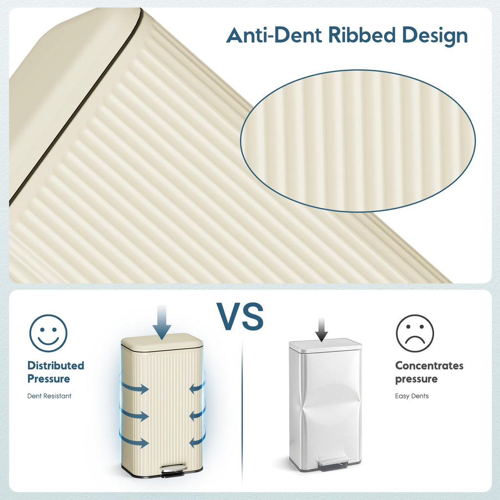 Kitchen Trash can, Stainless Steel Garbage Can, 13 Gal Garbage Bin