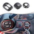 for Corvette C5 Dashboard Headlight Front Fog Button Start Keyhole Cover Trim Compatible with 1997-2004 Corvette C5 Accessories ABS Center Console Button Decorative Frame 3PCS (Carbon Fiber Style)