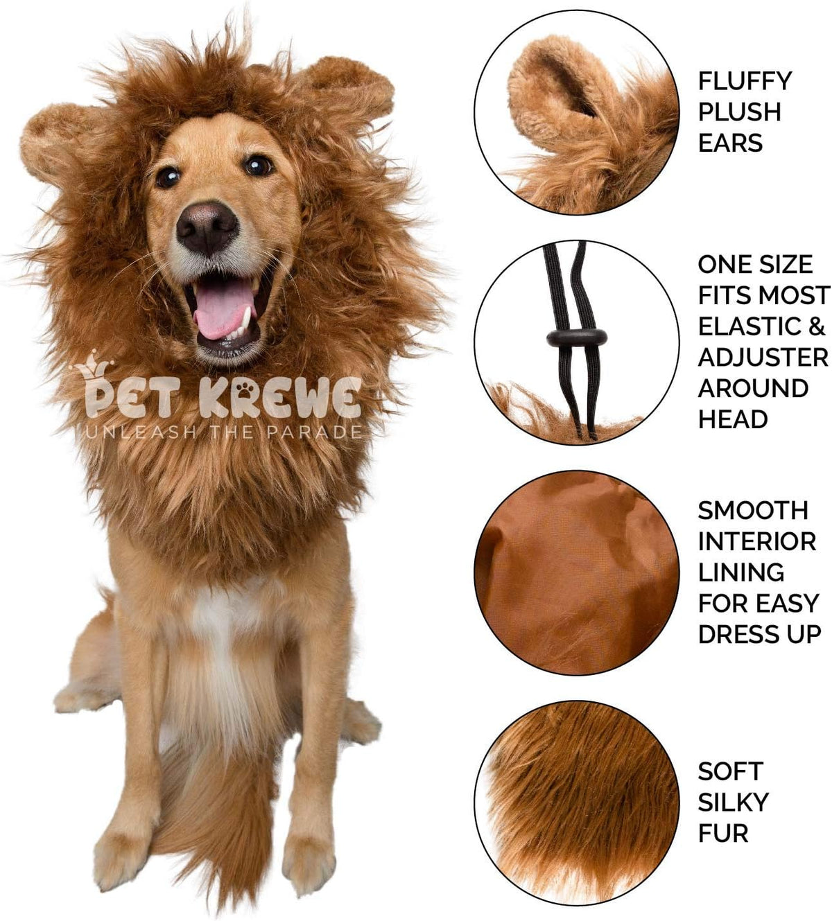 Lion Mane Costume and Big Dog Lion Mane Wig - Large Dog Costumes by Pet Krewe