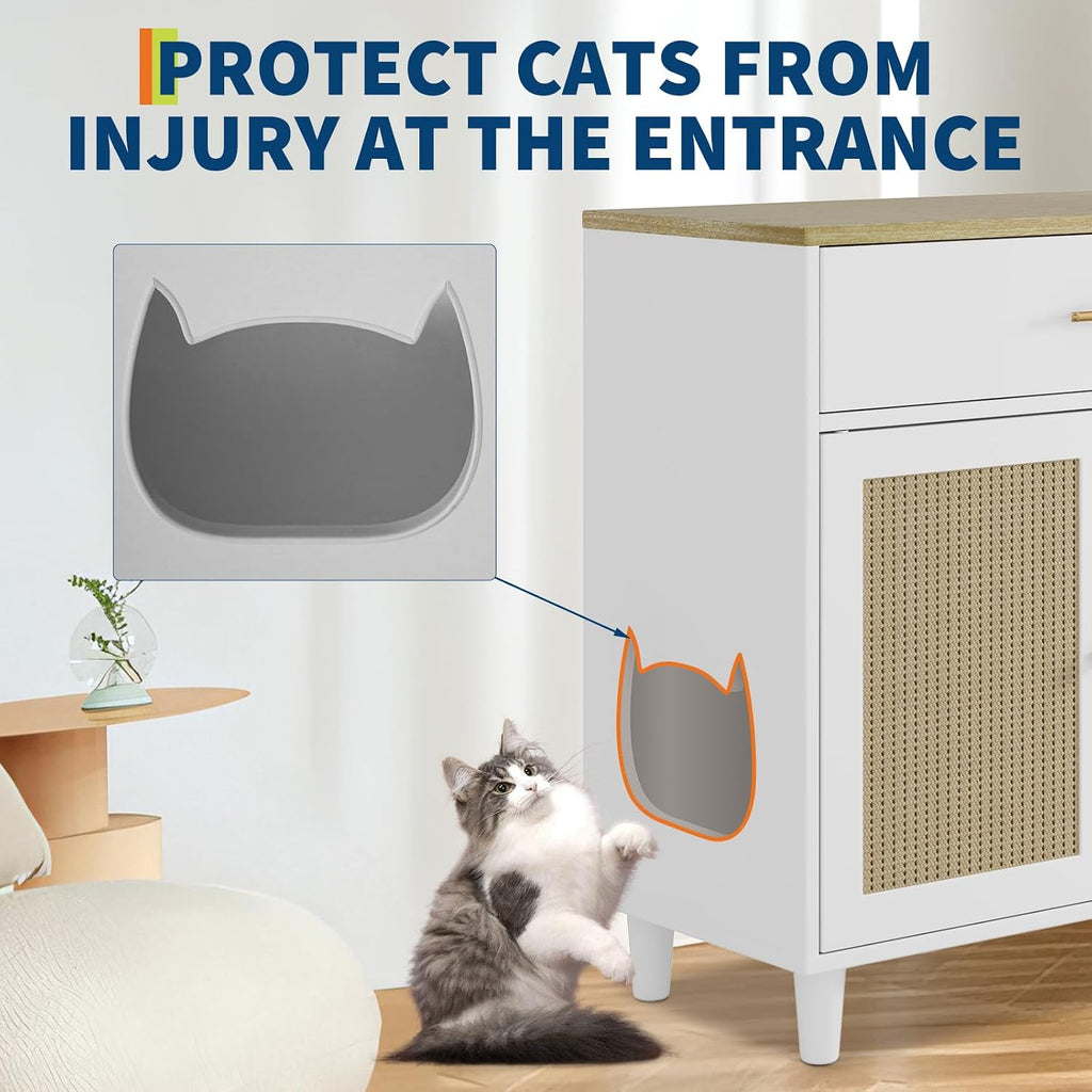 Hidden Cat Cabinet Litter Box Cabinet 31.5 Inch, with Cat Hole