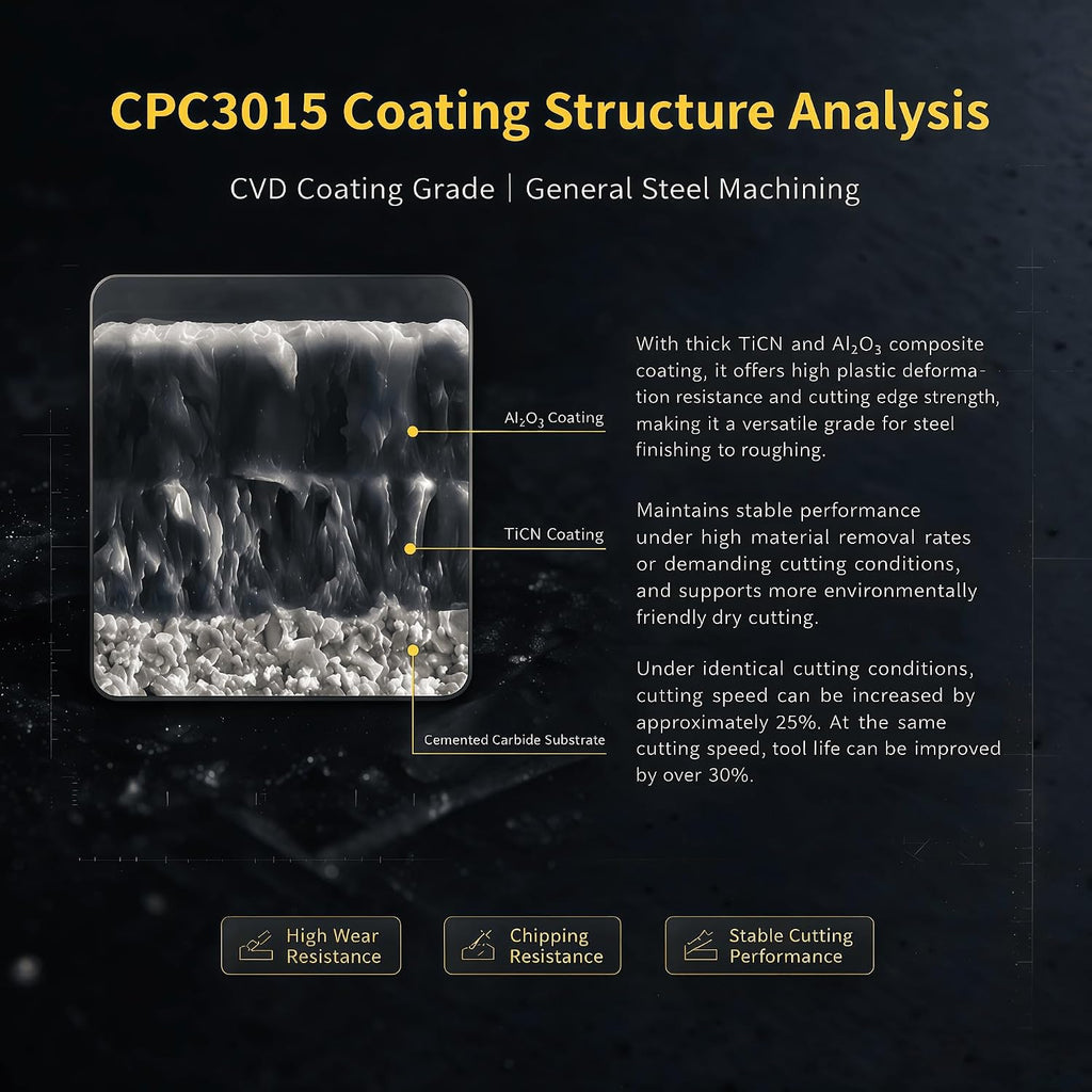 C&CINDOST TNMG160404‑PM Indexable Carbide Turning Inserts Grade CPC3015, CNC Lathe Cutting Tool Inserts with‑PM Chip Breaker for Steel Semi‑Finishing Machining
