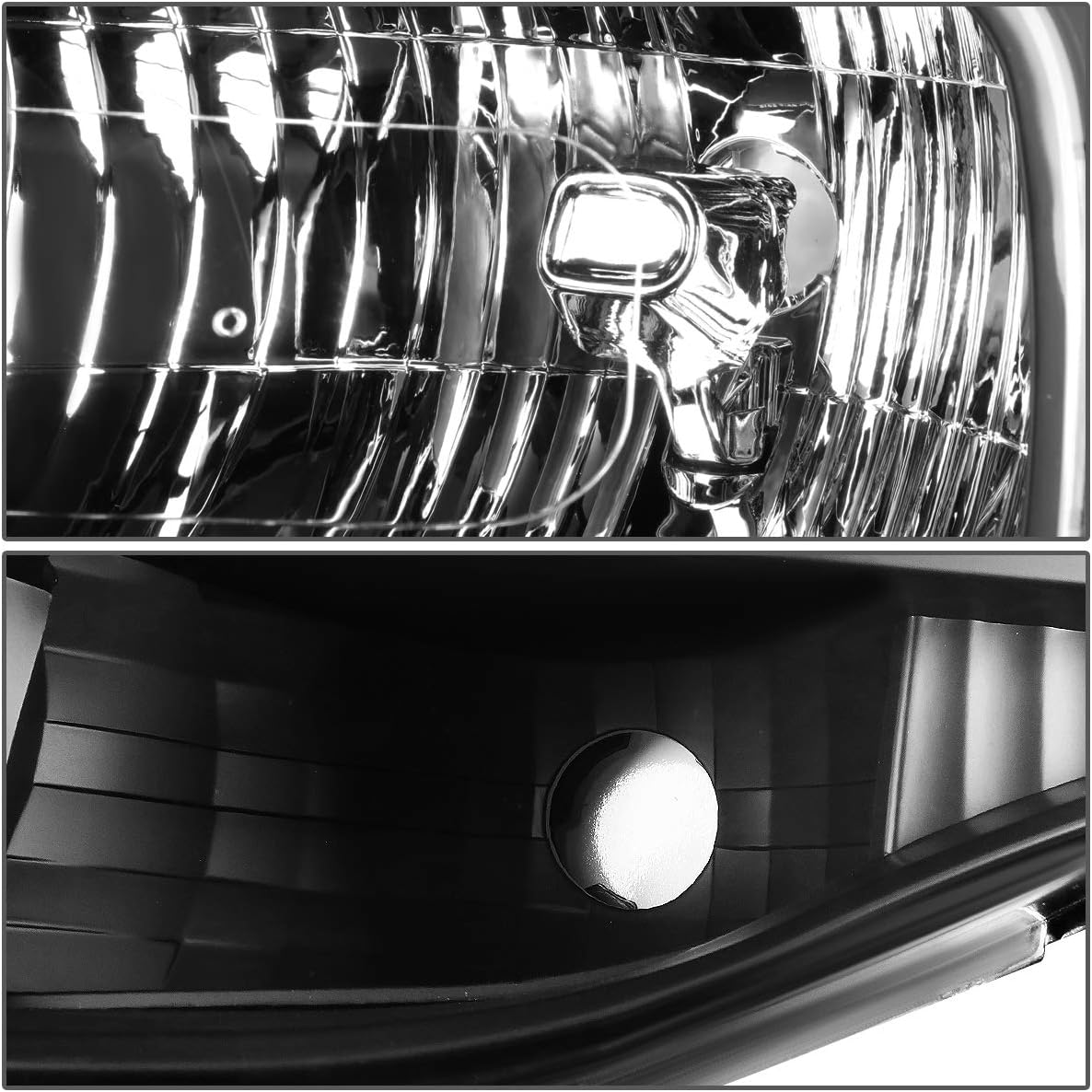 DNA MOTORING HL-OH-FEXP07-BK-AM Black Amber Headlights Compatible with 2007-2014 Expedition, Driver & Passenger Side