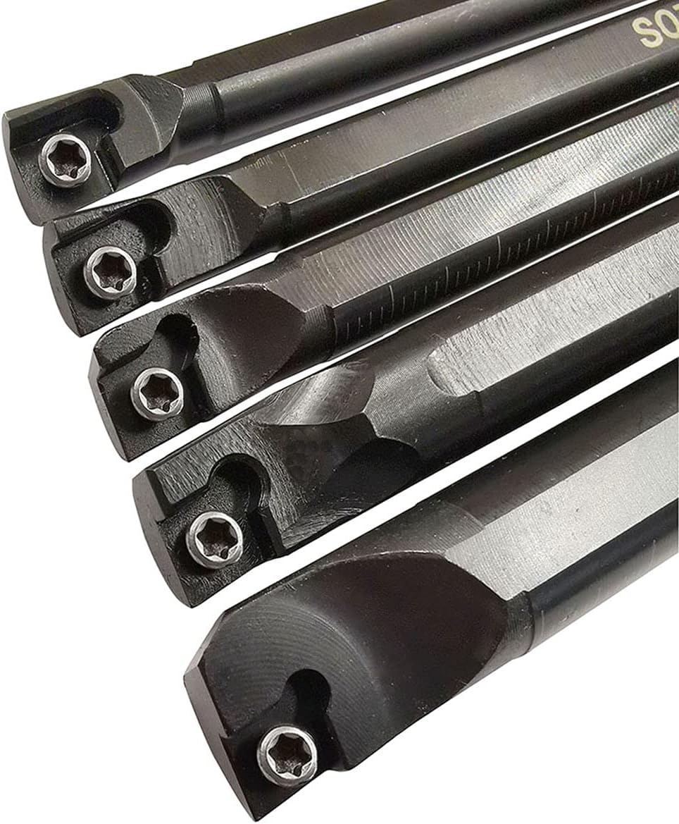 S06K/S07K/S08K/S10K/S12M-SCLCR06 Lathe Indexable Internal Boring Bar Set, Lathe Turning Tools Holder Set with CCMT21.51/CCMT060204 Carbide Indexable Boring Turning Inserts + 5pcs T8 Wrench