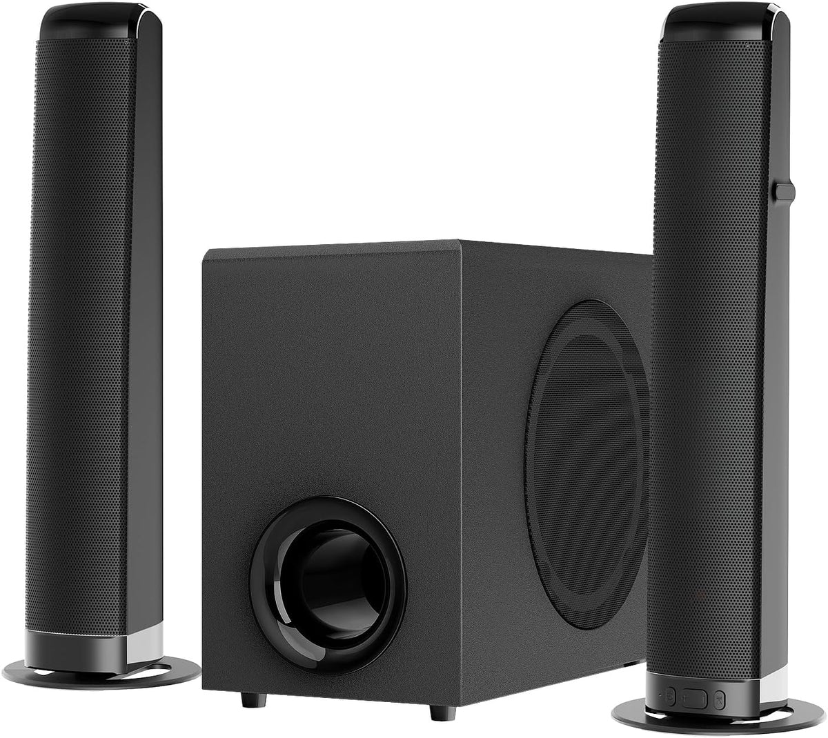 Sound Bar with Subwoofer, Soundbar for TV Speaker Sonicwave 2.1 CH 120W Detachable 2-in-1 Home Audio System with DSP