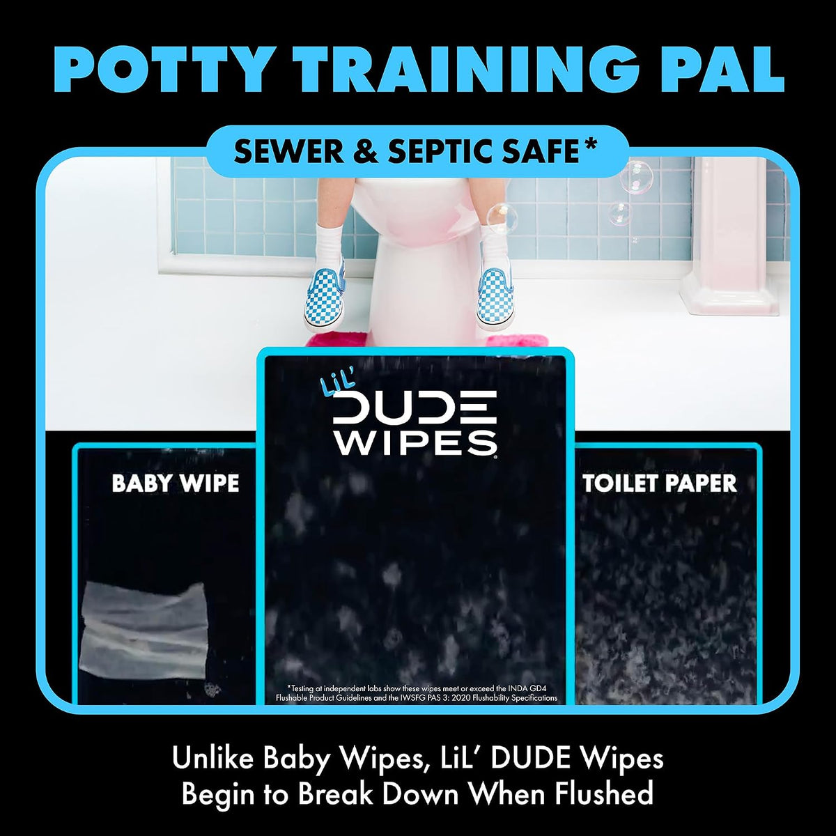 Flushable Potty Training Water Wipes, Unscented, 336 Count