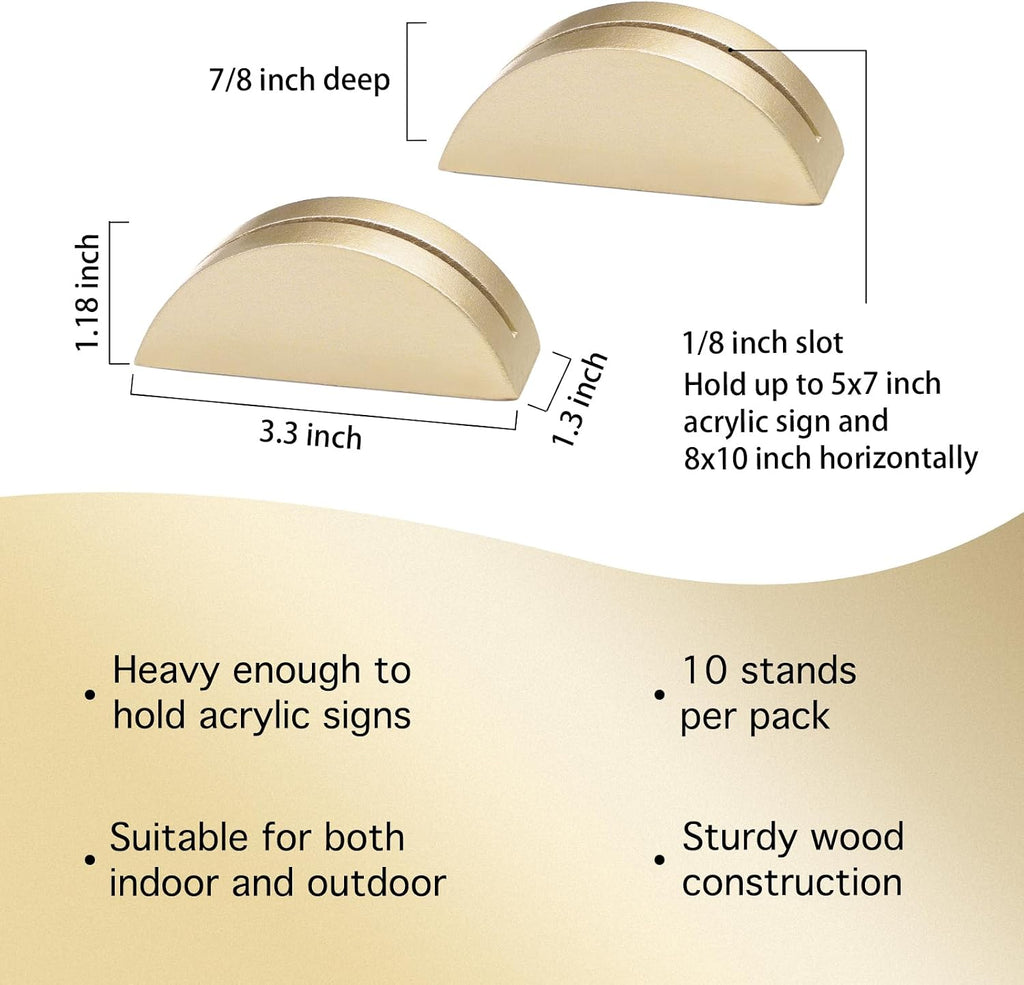 10 Pack 3.3" Arch Gold Wood Stand with 1/8" Slot