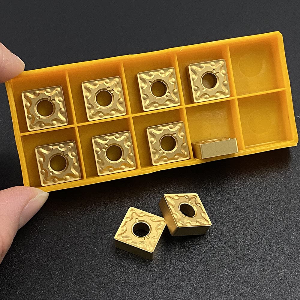 GBJ 10pcs SNMG 432 MA SNMG120408 -MA US Carbide Turning Inserts Lathe Carbide Inserts MSSNR Turning Holder Cutting Tools for Machining Steel Parts/Stainless Steel (SNMG432-MA Gold)