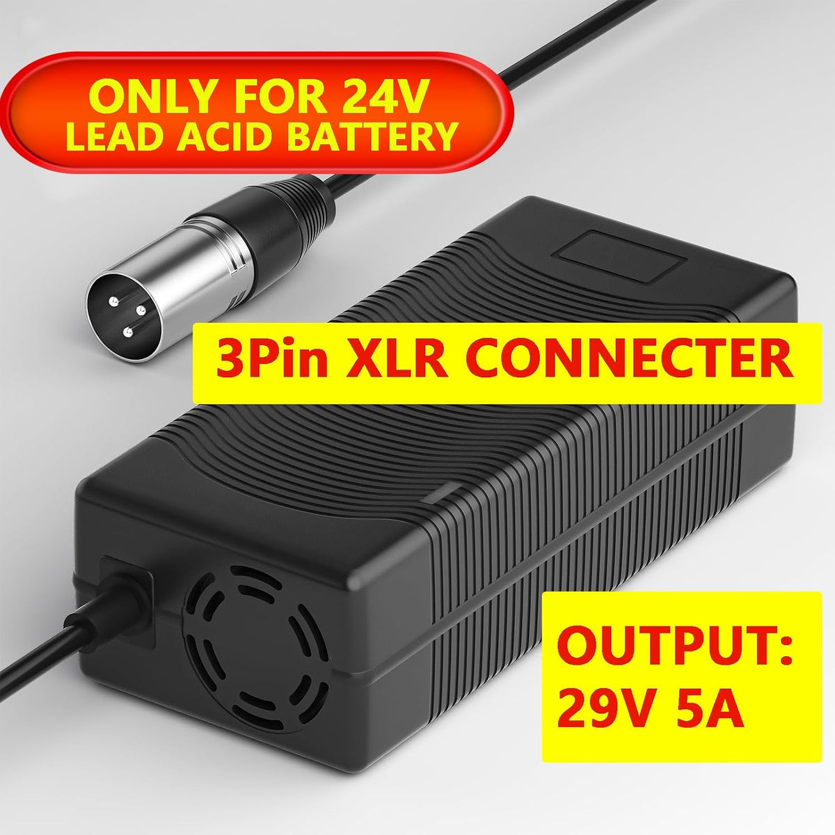 QKIIP 24V 5A Fast Lead Acid Charger for Pride Jazzy Wheelchair Power Chair