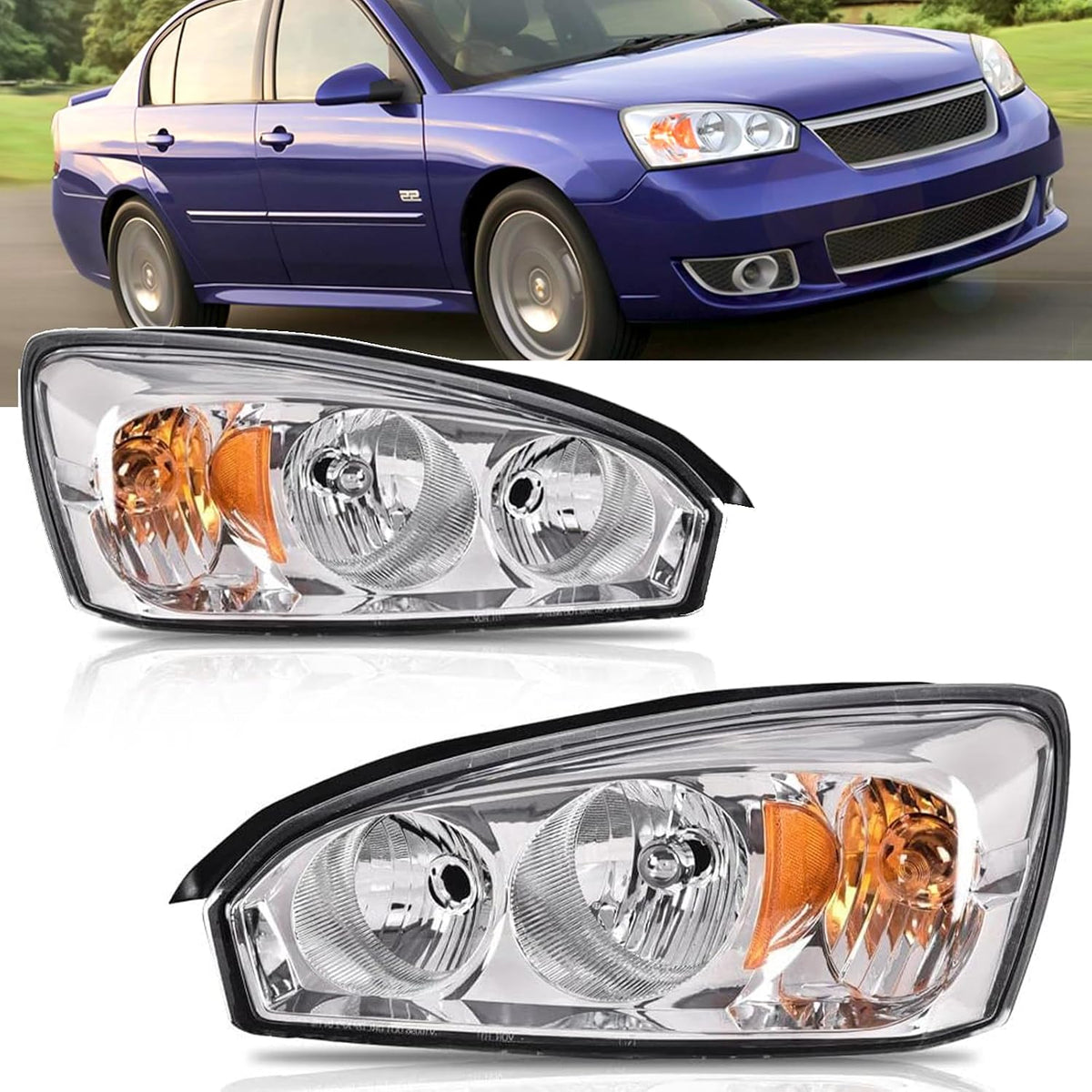 A&P for 2004-2007 Chevy Malibu, 2008 Malibu Classic Halogen Headlight Pair