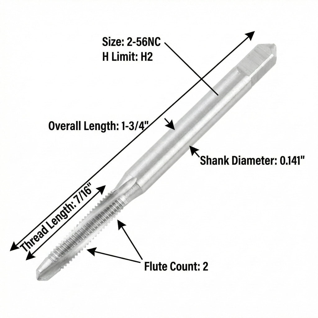 Accusize Spiral Point Tap 2-56NC H2 HSS 2-Flute, 10 Pc Set