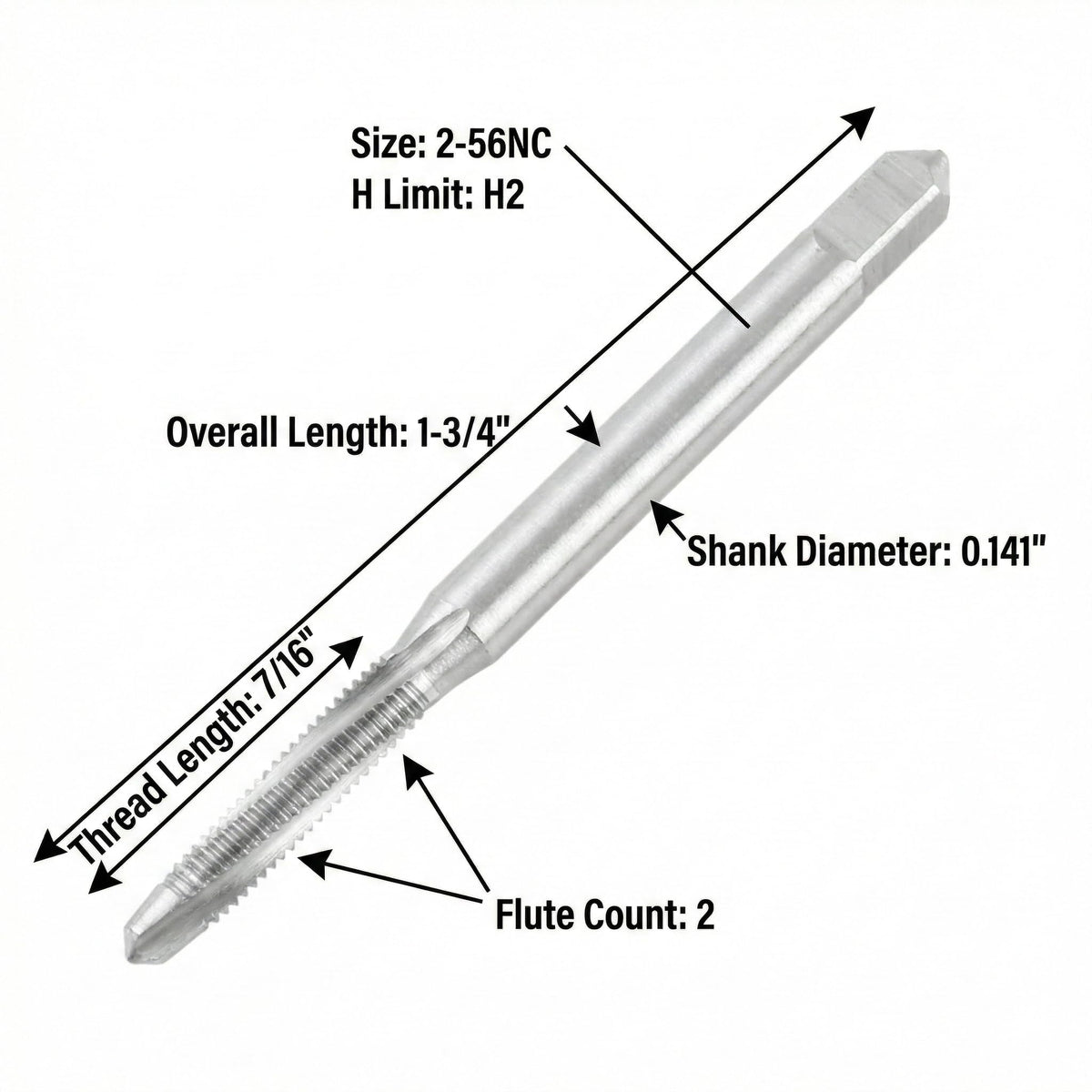 Accusize Spiral Point Tap 2-56NC H2 HSS 2-Flute, 10 Pc Set