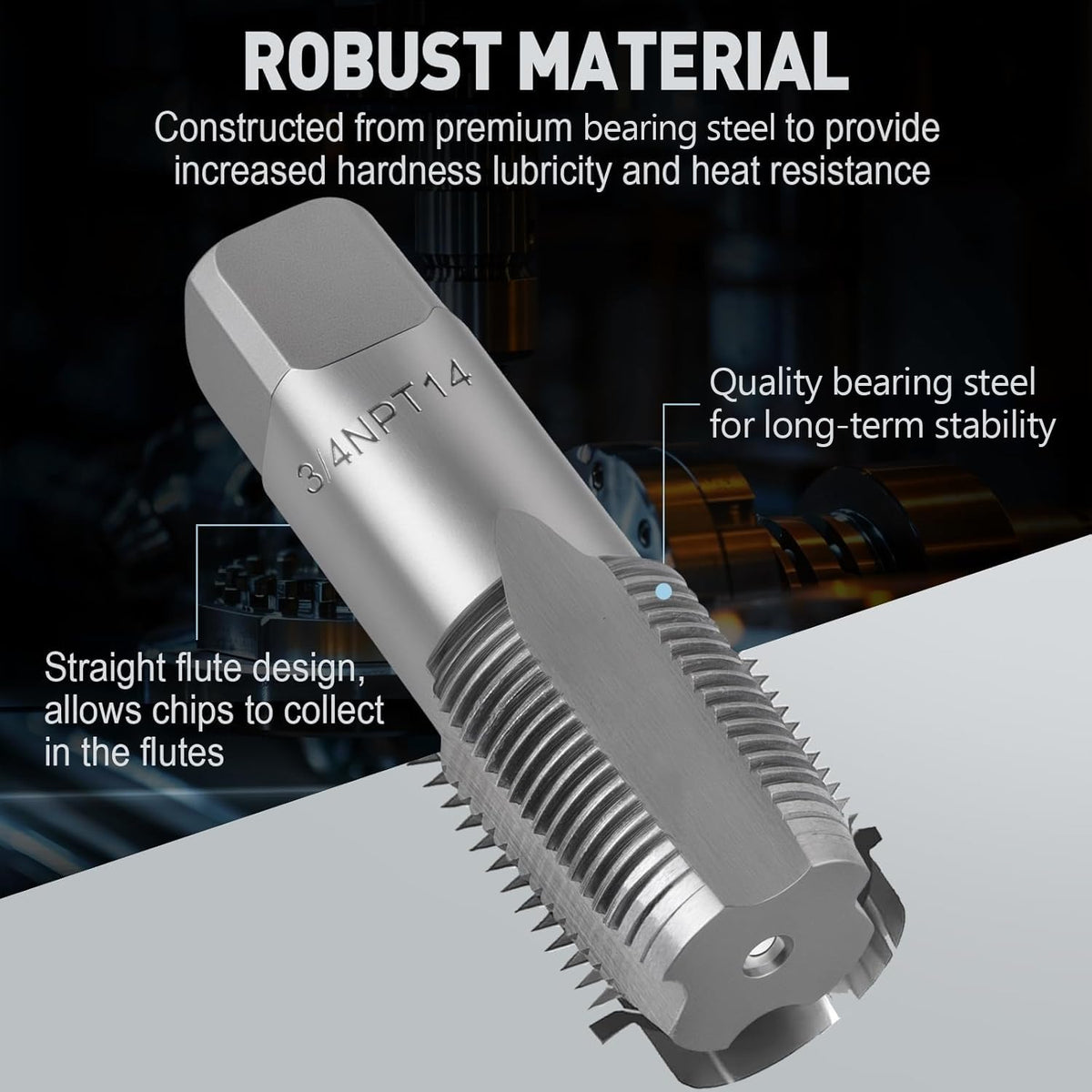 6-Piece NPT Pipe Tap Set, 1", 3/4", 1/2", 3/8", 1/4", 1/8" Taps Threading Tool, Precision Bearing Steel Tap Set Metric and Standard for Clean and Re-Thread Damaged or Jam Pipe Threads in Storage Case