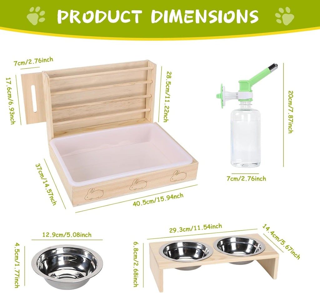 4 in 1 Rabbit Hay Feeder with Litter Box, Small Pets Hay Rack Water Bottle
