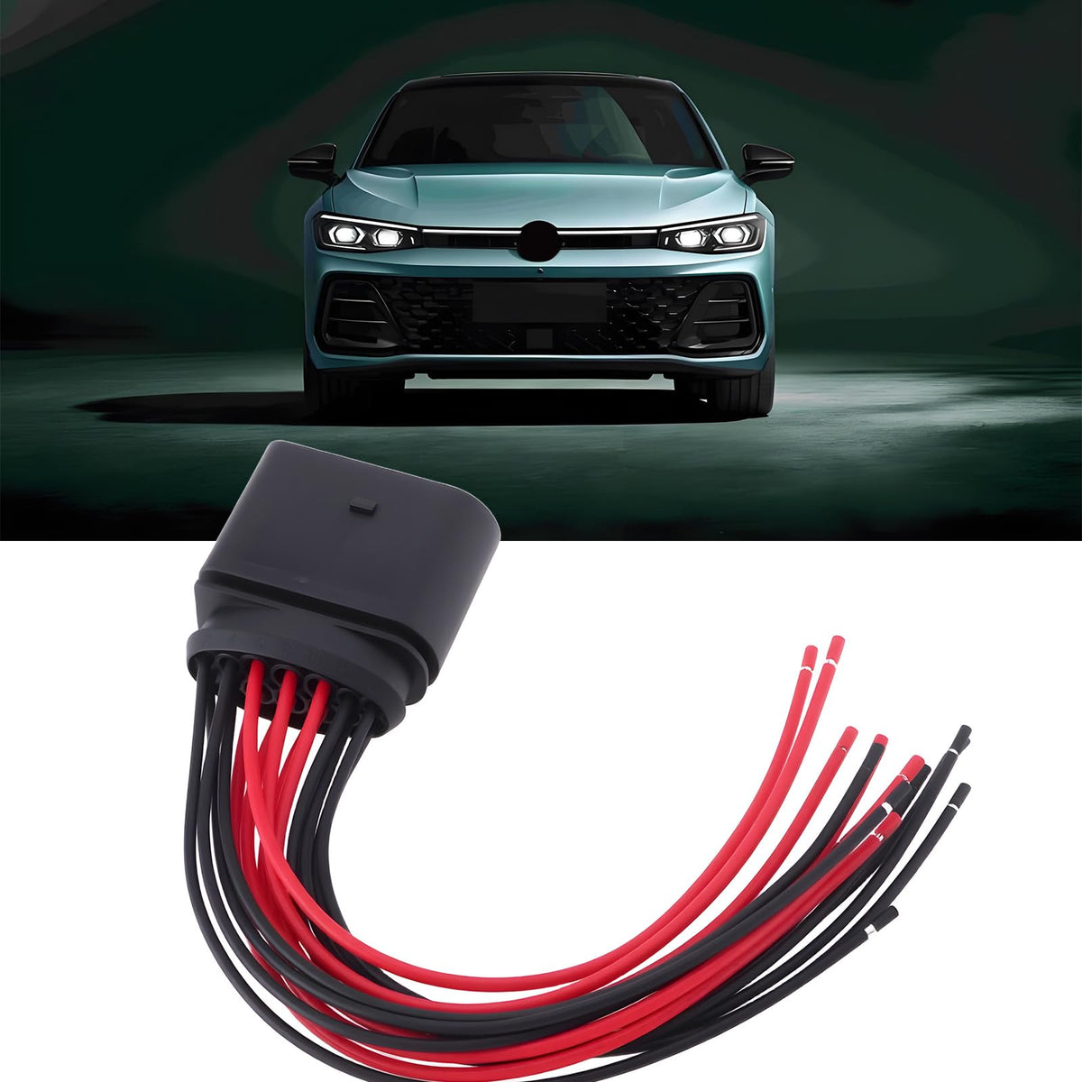 ECSiNG 14Pin Headlight Connector Plug Harness 3C0973837 Compatible with Audi Compatible with VW
