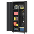 Metal Garage Storage Cabinet with 2 Doors, Adjustable Rolling Tool Storage Cabinet with Lock, 71" Steel Locking Broom