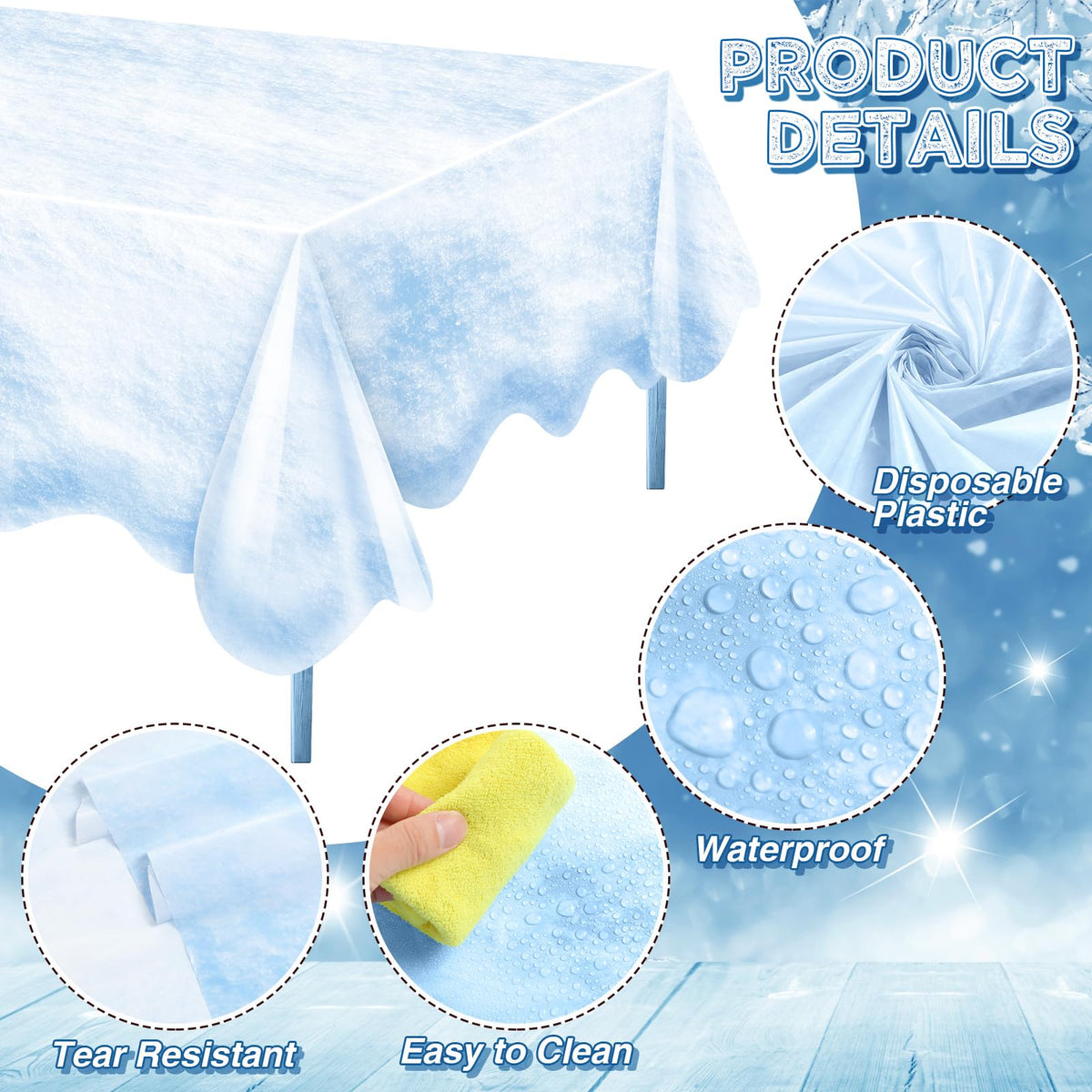 4 Pcs Winter Snowflake Ice Tablecloth for Party Decoration