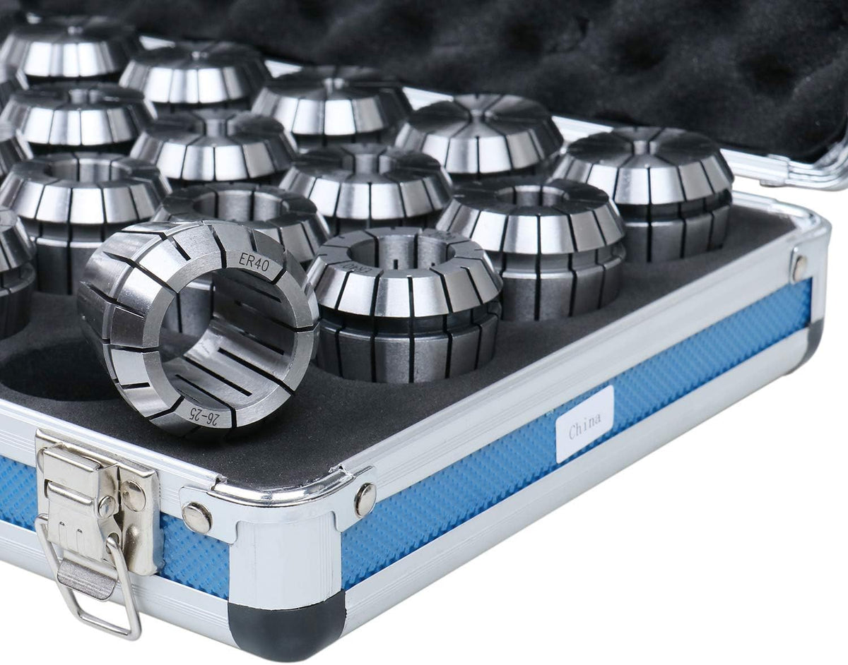 Accusize ER40 Metric Collet Set 4-26mm x 1mm, 23 Pc, 3350-0586