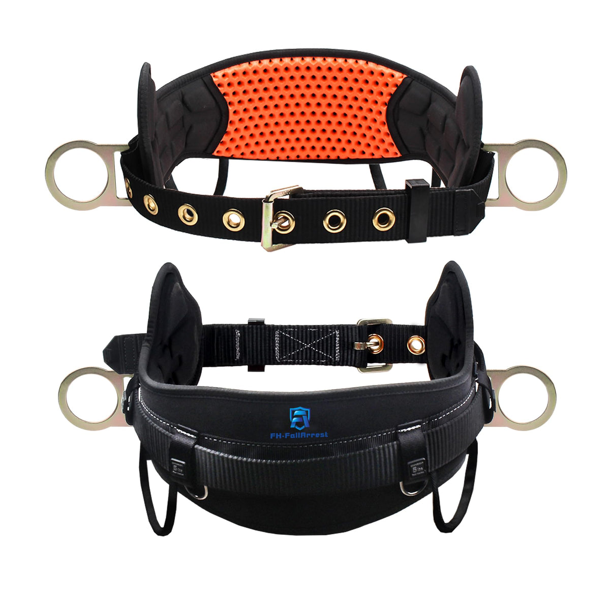 Safety Harness Climbing Belt - Tongue Buckle Safety Belt With Ventable & Moisture-Wicking Waist Pad and 2 Side