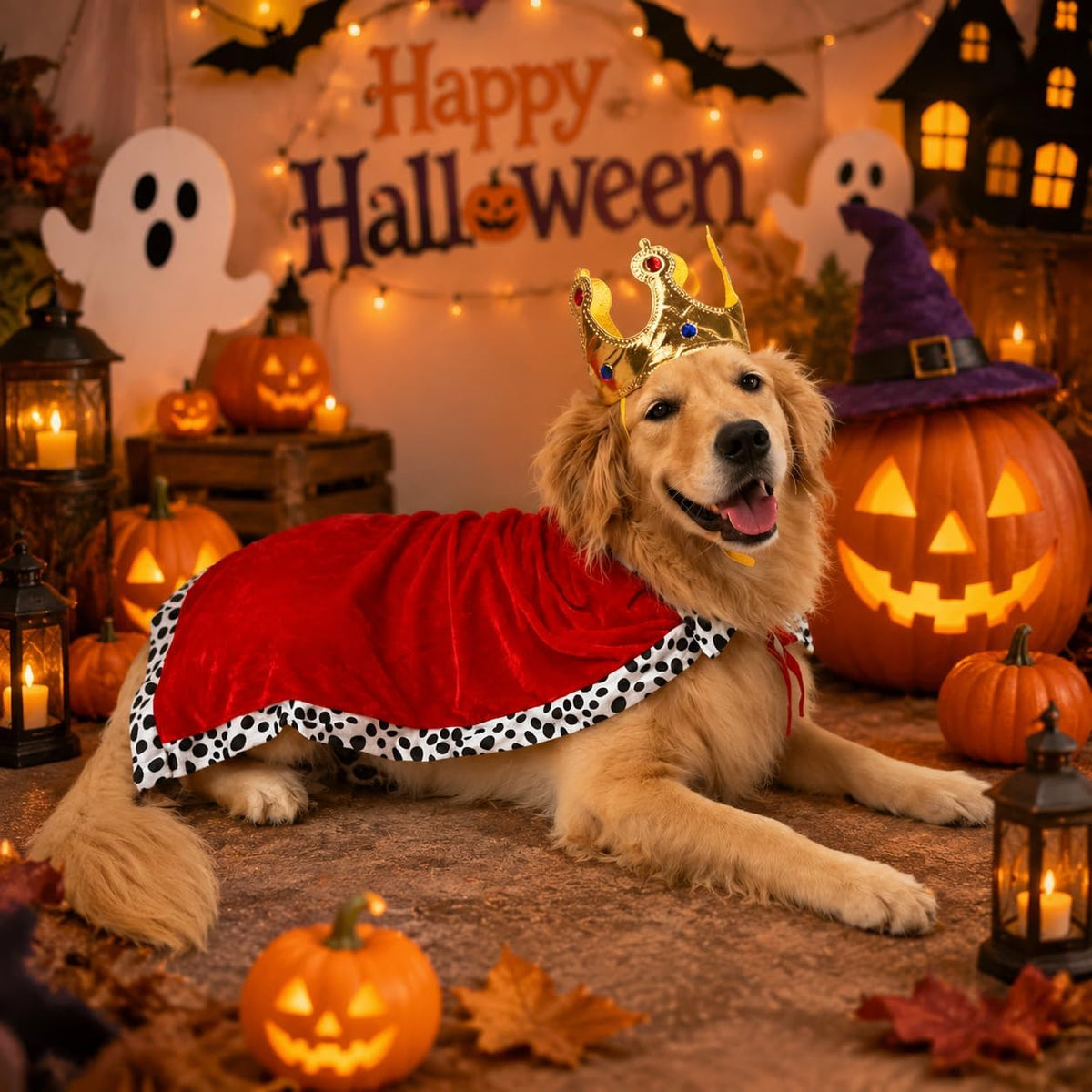 Dog Halloween Costumes for Large Dogs,Funny Dog Costume King Crown Cape(L)
