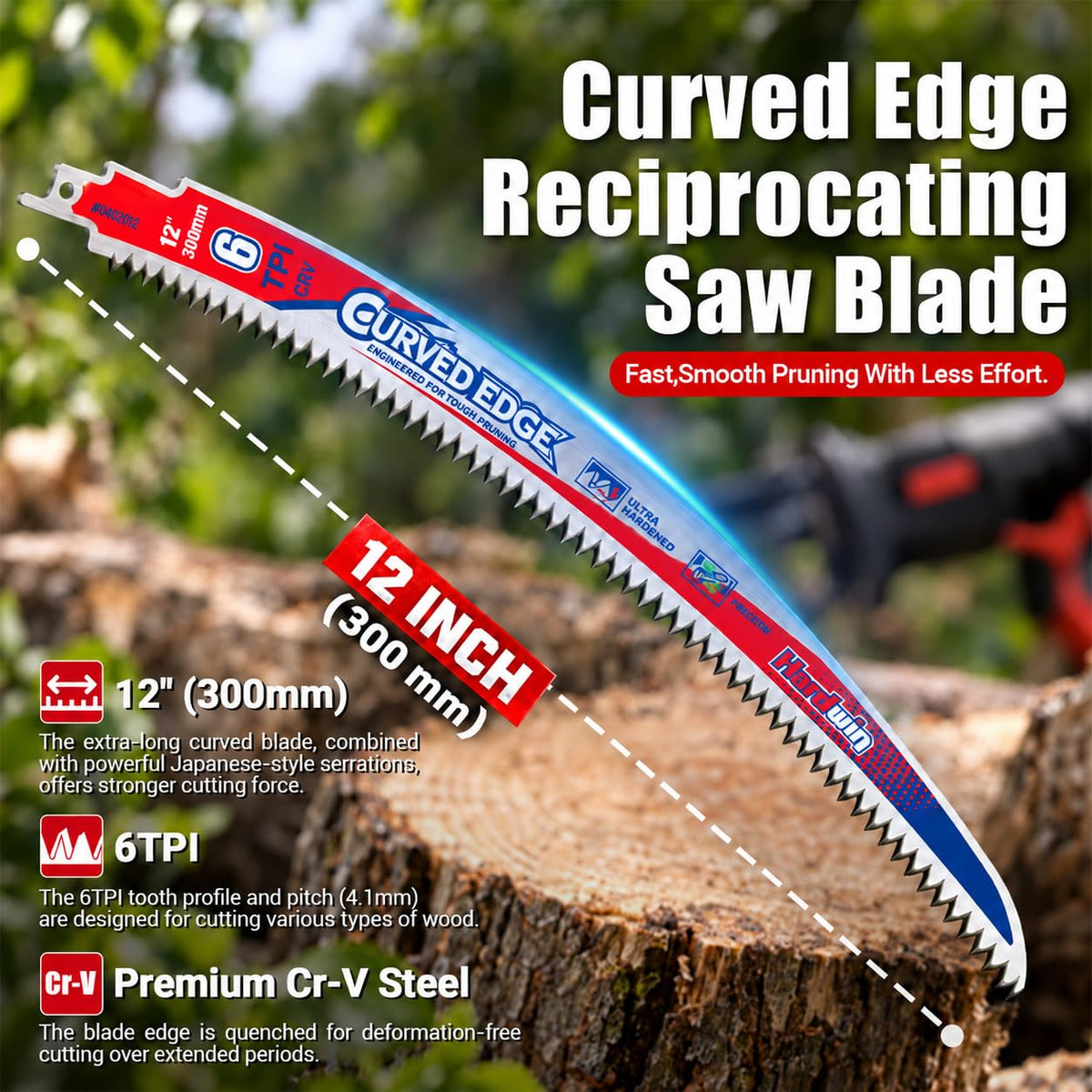 12-Inch Pruning Reciprocating Saw Blades, 6 TPI for Wood & Branches, 3-Pack