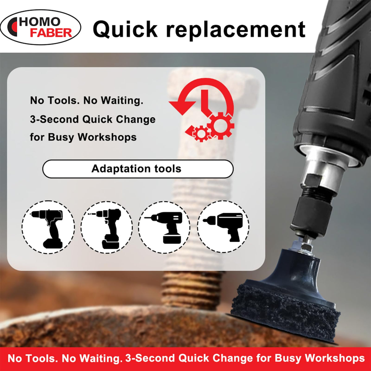 HOMO FABER 2 Inch Roll Lock Disc Pad Holder, Quick Change Adapter 3 Pack