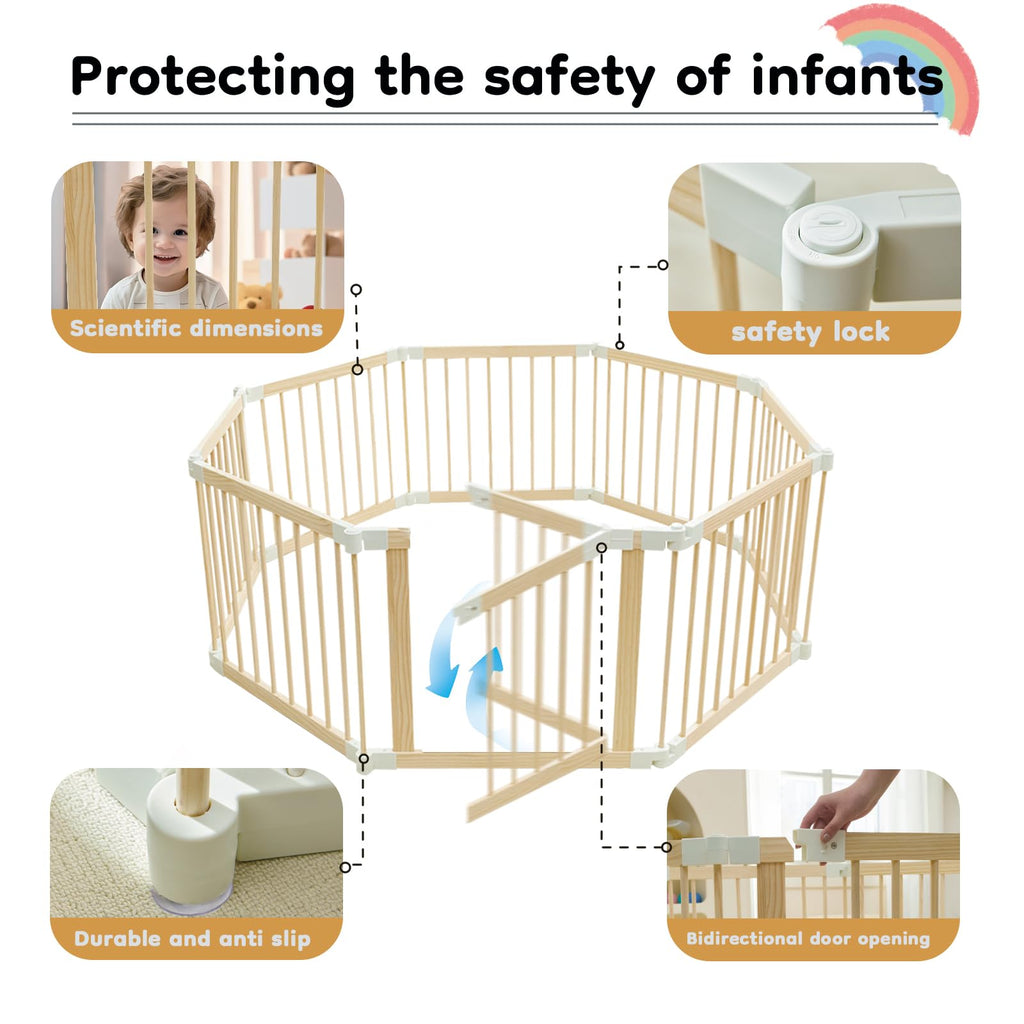 Modular Foldable Baby Playpen & Safety Activity Yard with Locking Walk-Through Gate for Infants & Toddlers