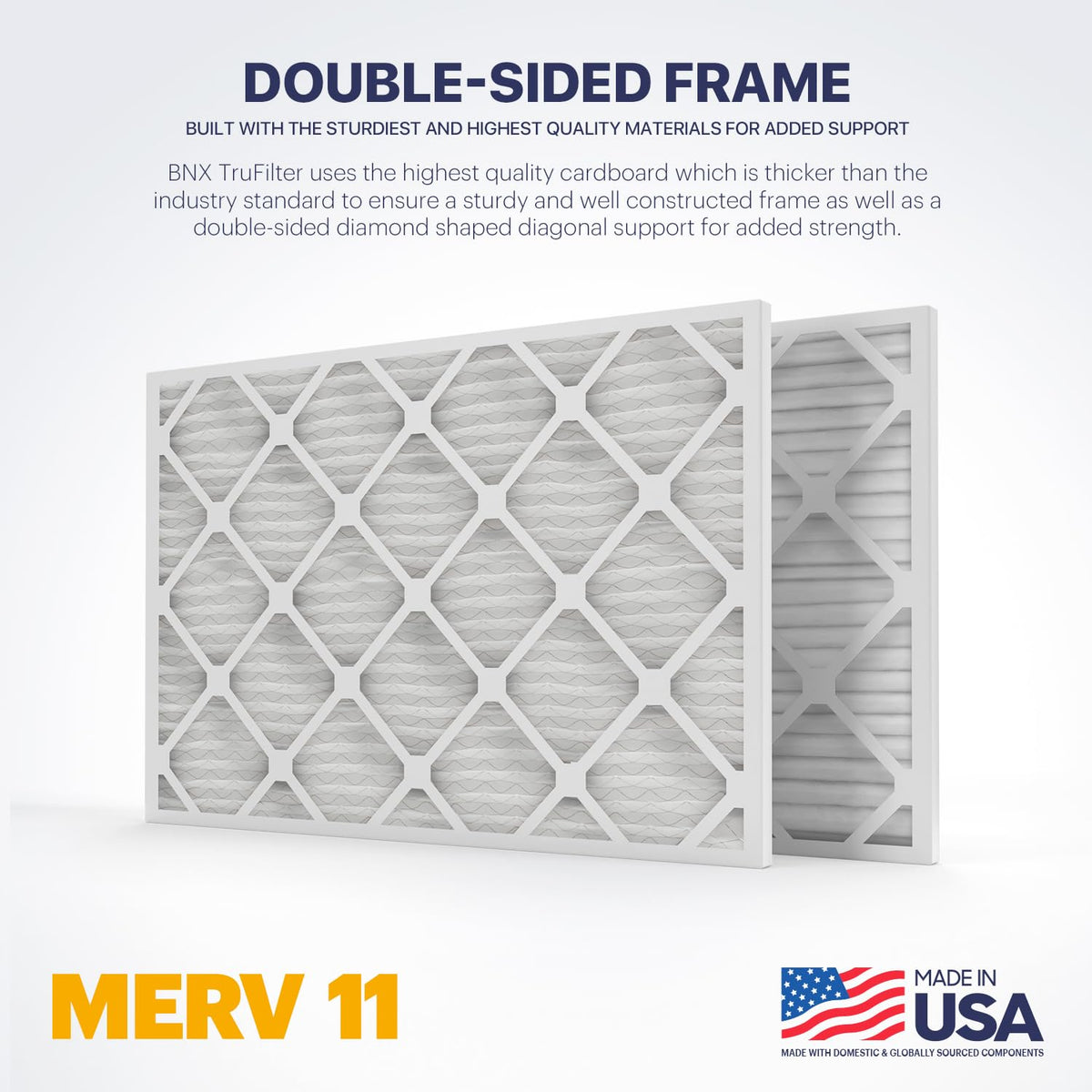 TruFilter 20x30x1 Air Filter MERV 11 (4-Pack) - MADE IN USA - Allergen Defense Electrostatic Pleated Air Conditioner