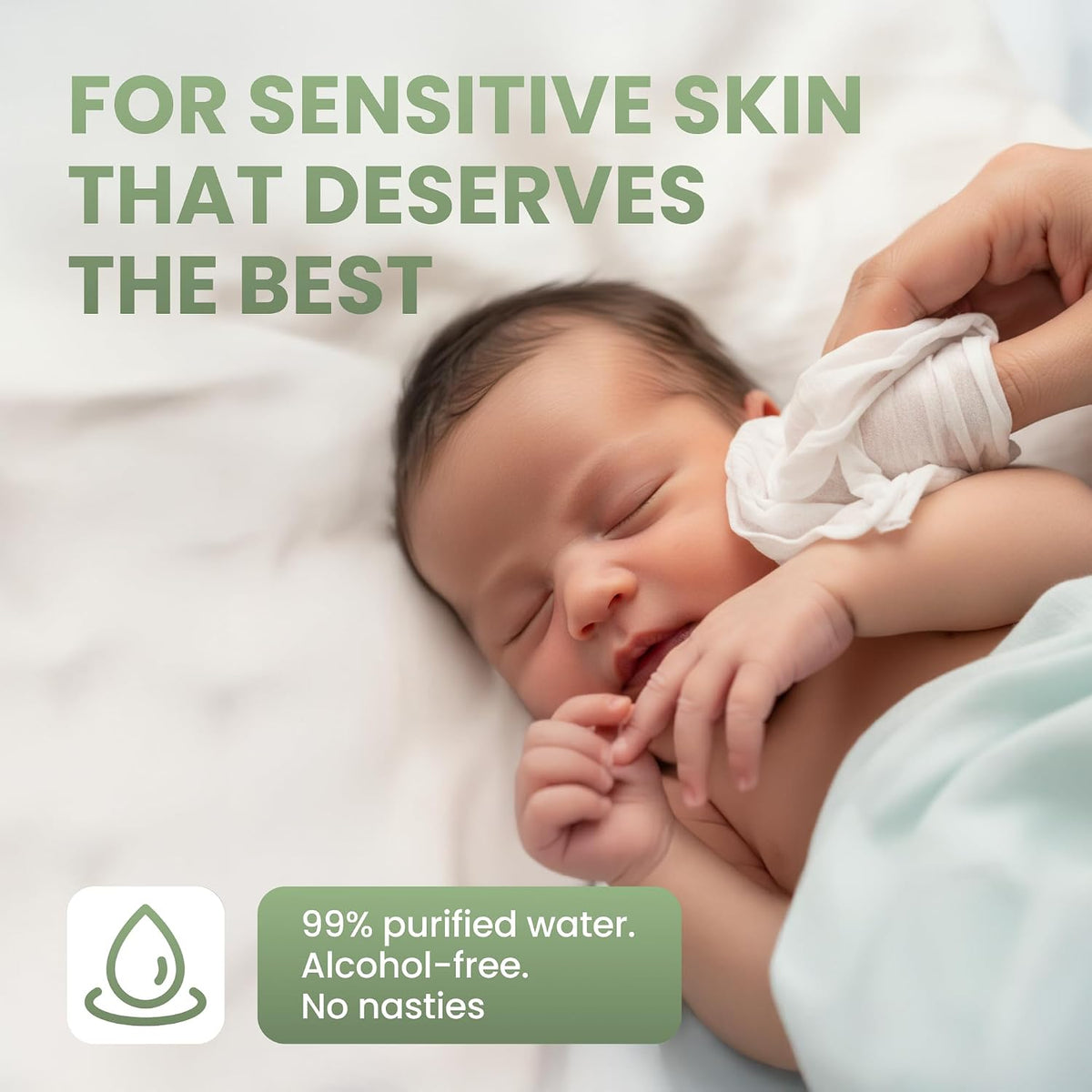 Bamboo Baby Wipes, Unscented, Sensitive Skin, Compostable