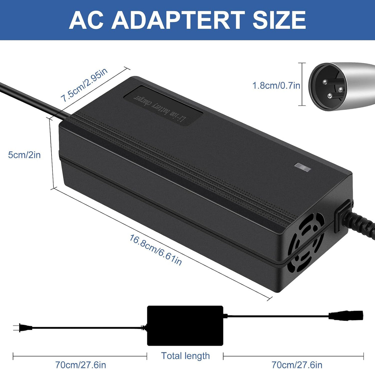 24V(Max 29.4V) 2A 3-Pin XLR Charger for Electric Scooter,Wheelchairs,Go-Go Elite Traveller,Jazzy Power Chair, Pride Mobility, Shoprider, iZip, eZip,Drive Medical, Bladez, Elite Traveller,Plus HD US