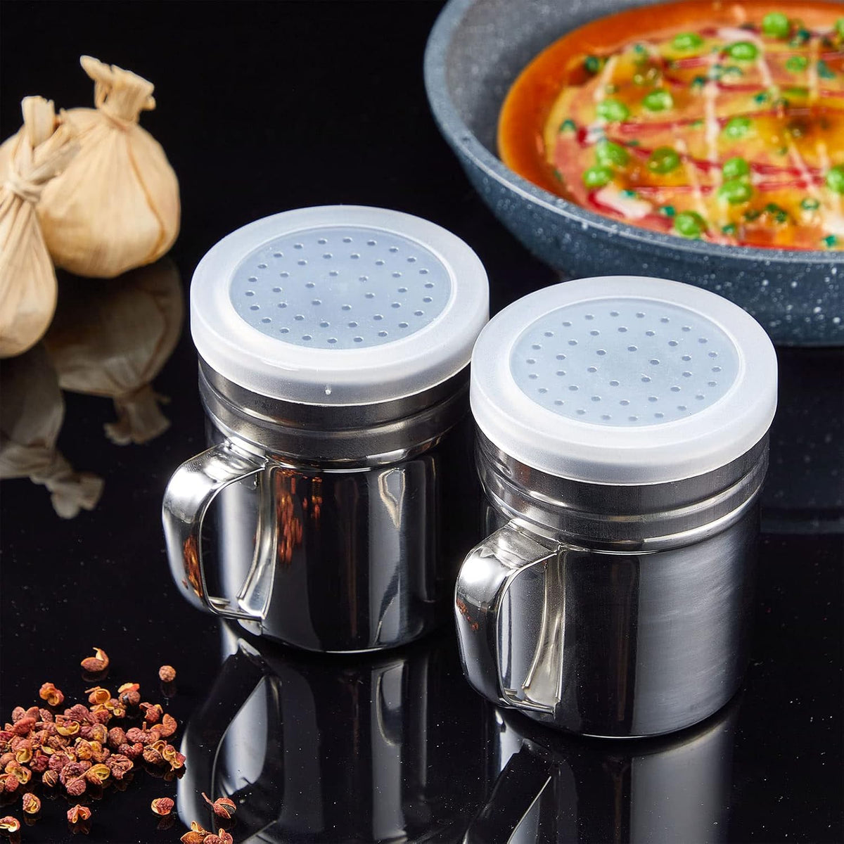 12 Pcs Stainless Steel Salt and Pepper Shakers,10oz