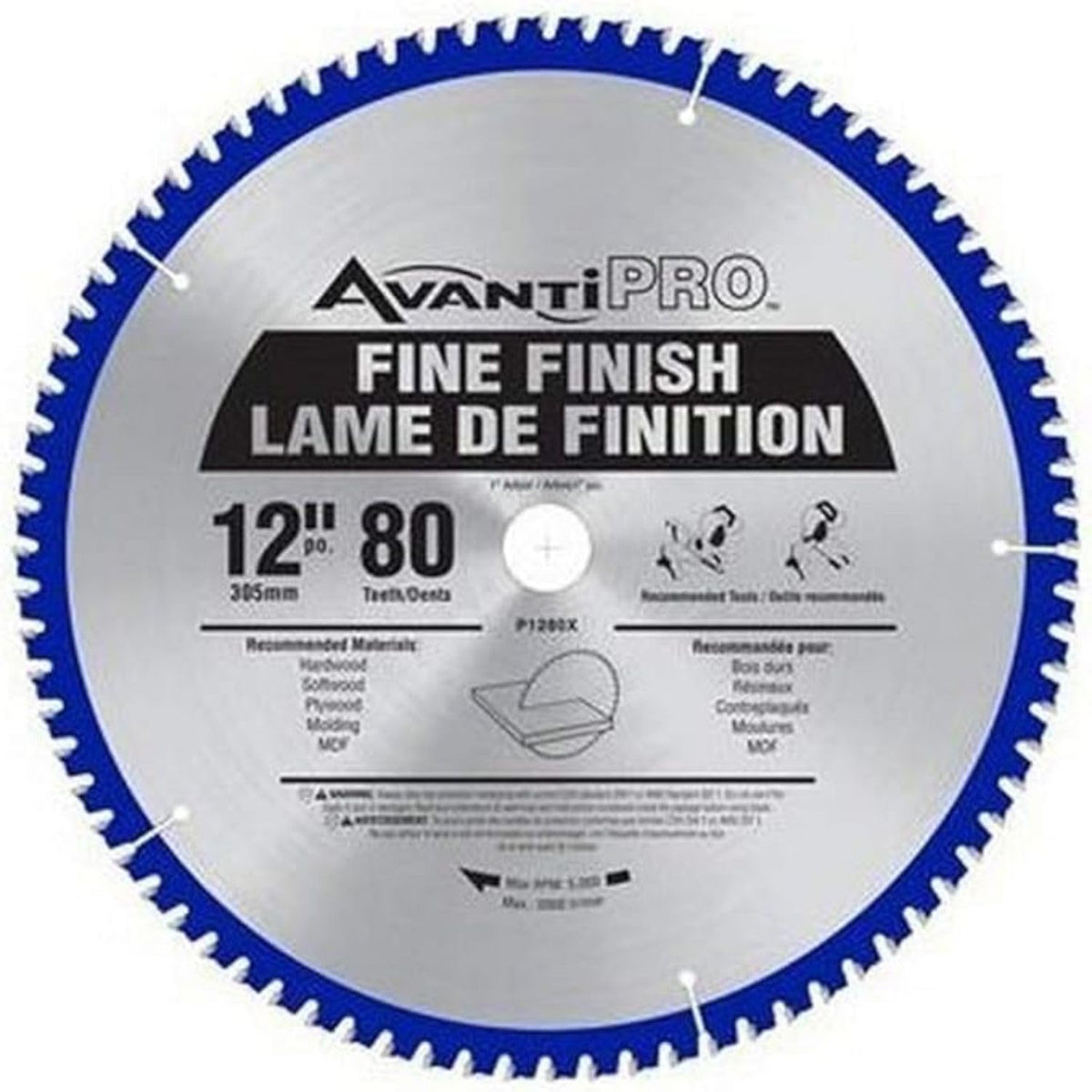 AvantiPRO Fine Finish Saw Blade with Carbide-Tipped Teeth - 80-Tooth
