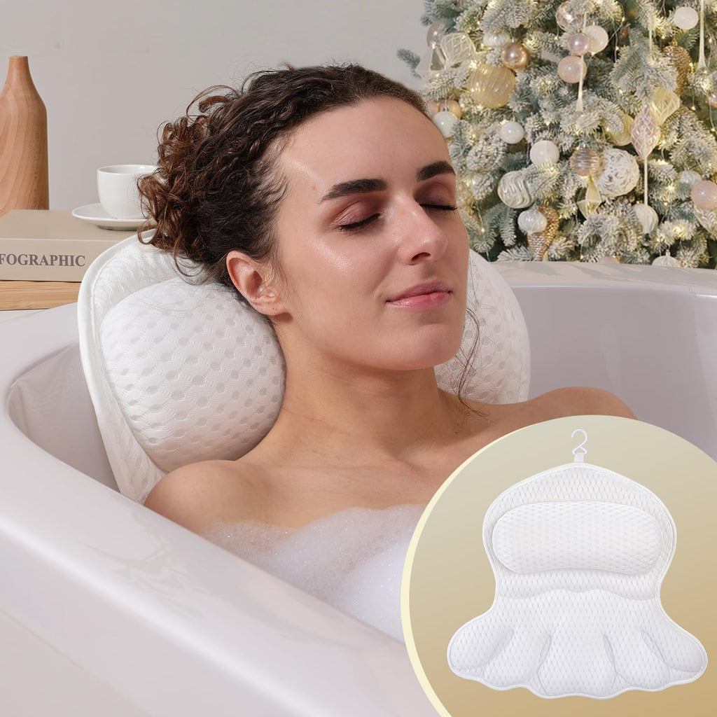 Bath Pillow, Bath Pillows for Tub Head Neck and Back Ergonomic Support