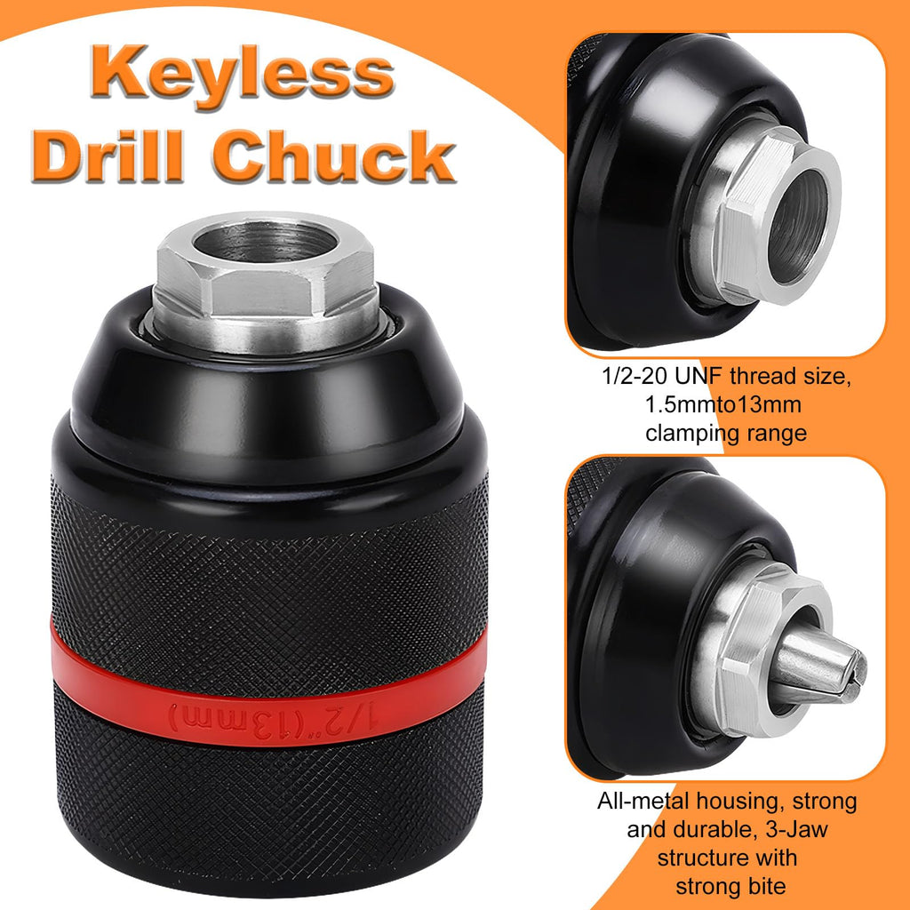 1/2-Inch HA3JAW Keyless Chuck for Bosch SDS-Plus Hammers, 3-Jaw Self-Tighten Drill Chuck Adapter for Bosch Hammer Drill, Chucks with 3/8" SDS-Plus Shank