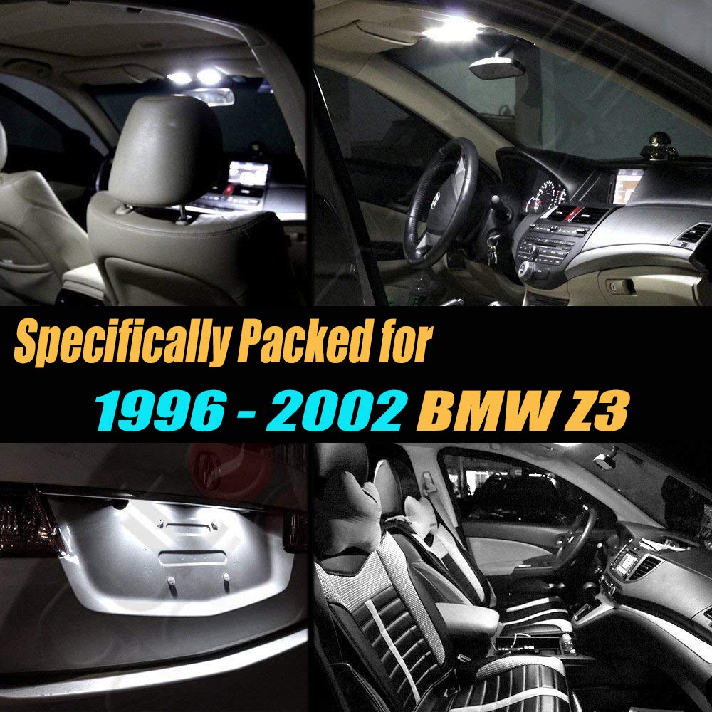 8Pc Super White 6000k Car Interior LED Light Bulb Kit Pack Compatible with 1996-2002 BMW Z3