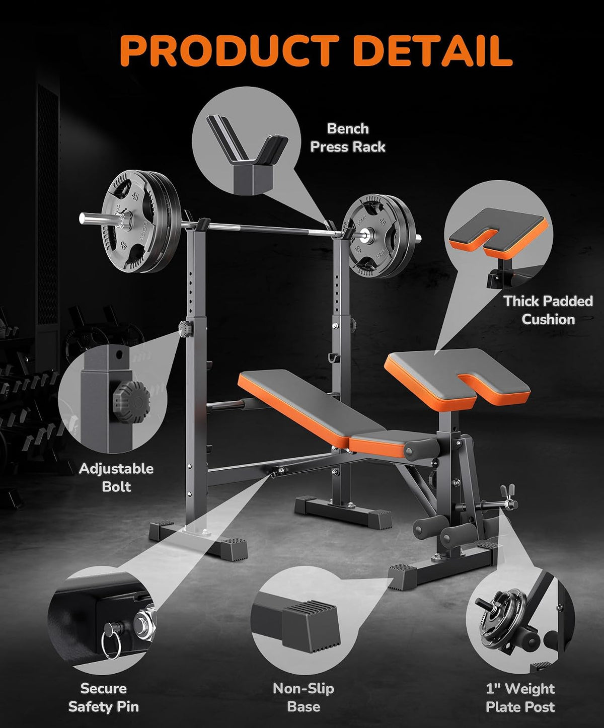 Adjustable/Foldable Weight Bench, 660LBS Home Gym Workout Bench Lifting Sit-up Exercise Bench for Bench Press