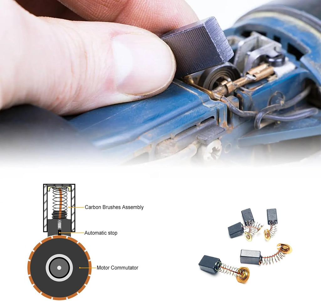 50 Pcs Electric Motor Carbon Brushes 10 Different Sizes for Replacement Repair Power Tool Part