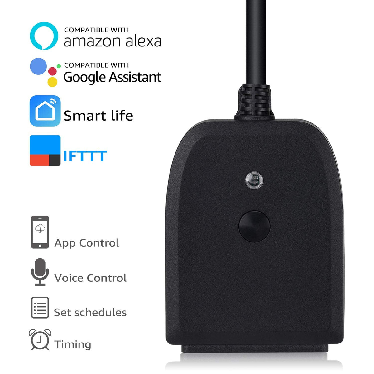 LITEdge Outdoor Smart Plug, WiFi 2-in-1 Plug Power Outlet, Waterproof