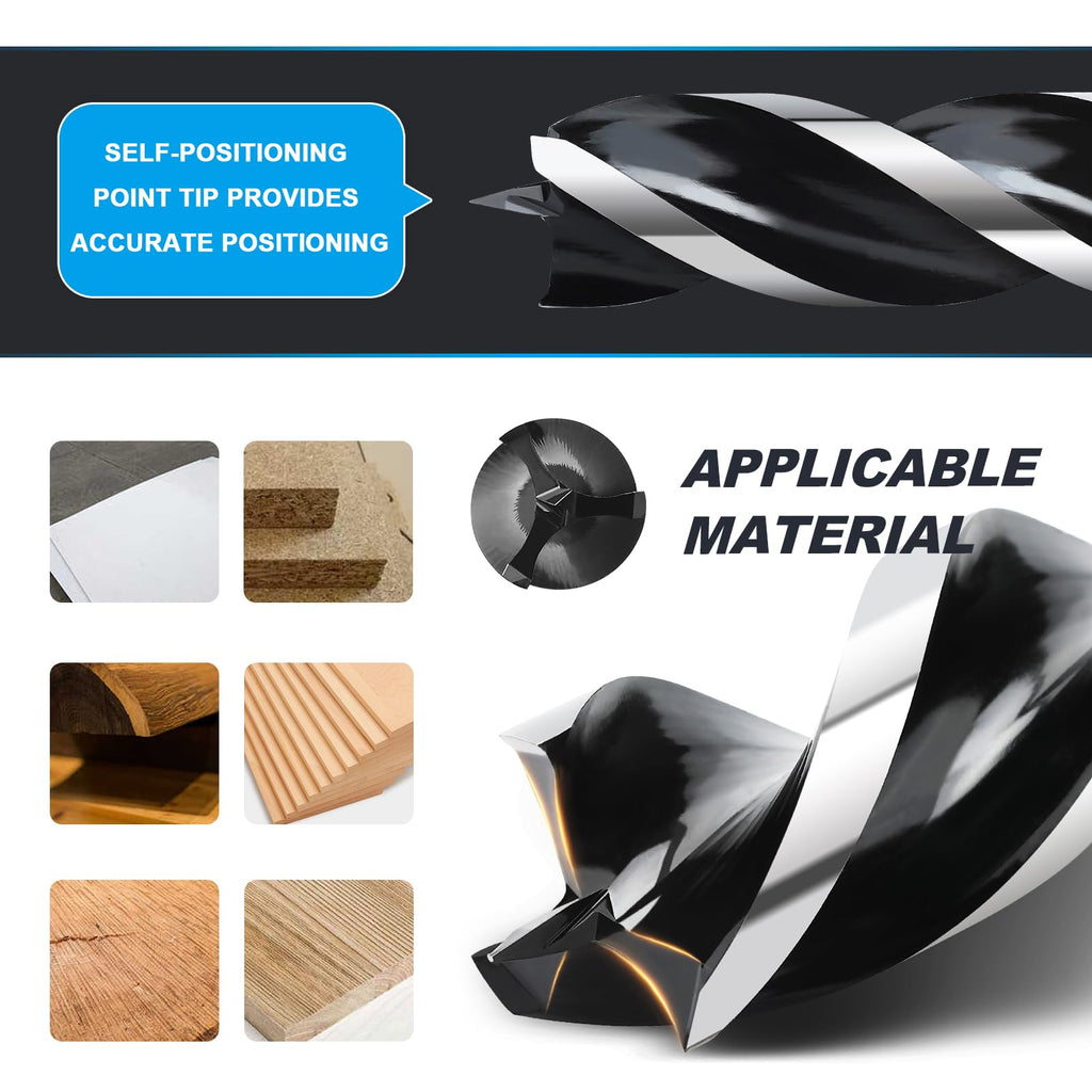 WOBLLMX 1-1/6" x 12" Auger Drill Bit for Wood,Hex Shank Tri Flute Drill Bit