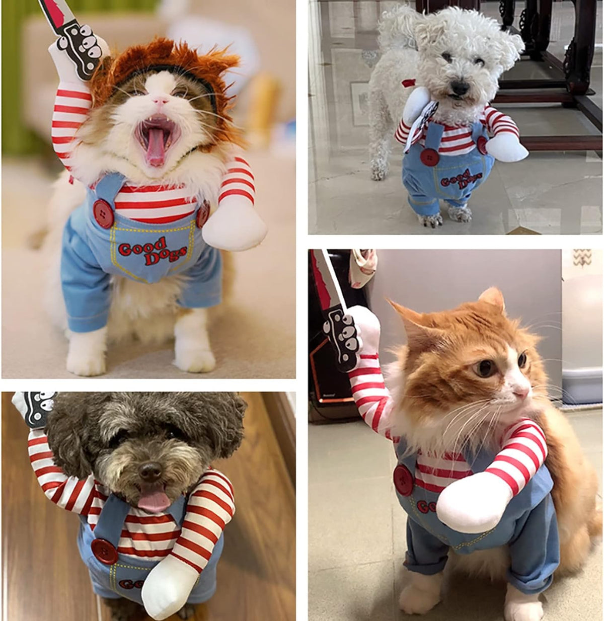 Pet Deadly Doll Dog Costume, Cosplay Halloween Christmas Funny Clothes Party Costume for Small Medium and Large Dogs